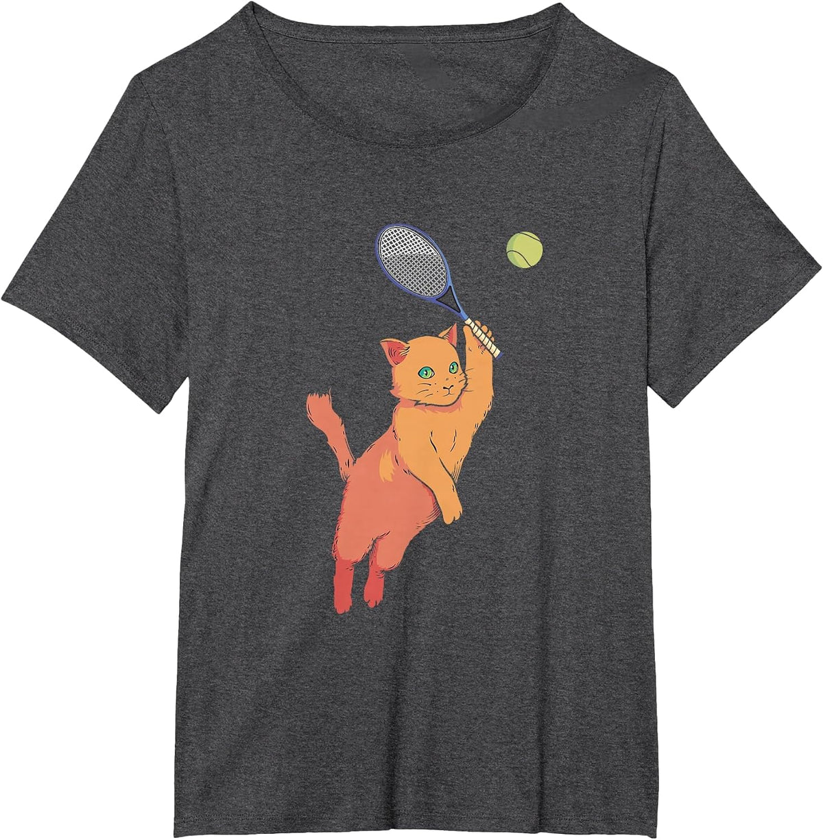 Tennis Player Racquets Cat Tennis Lover Racket Sport T-Shirt - Dark Heather Grey