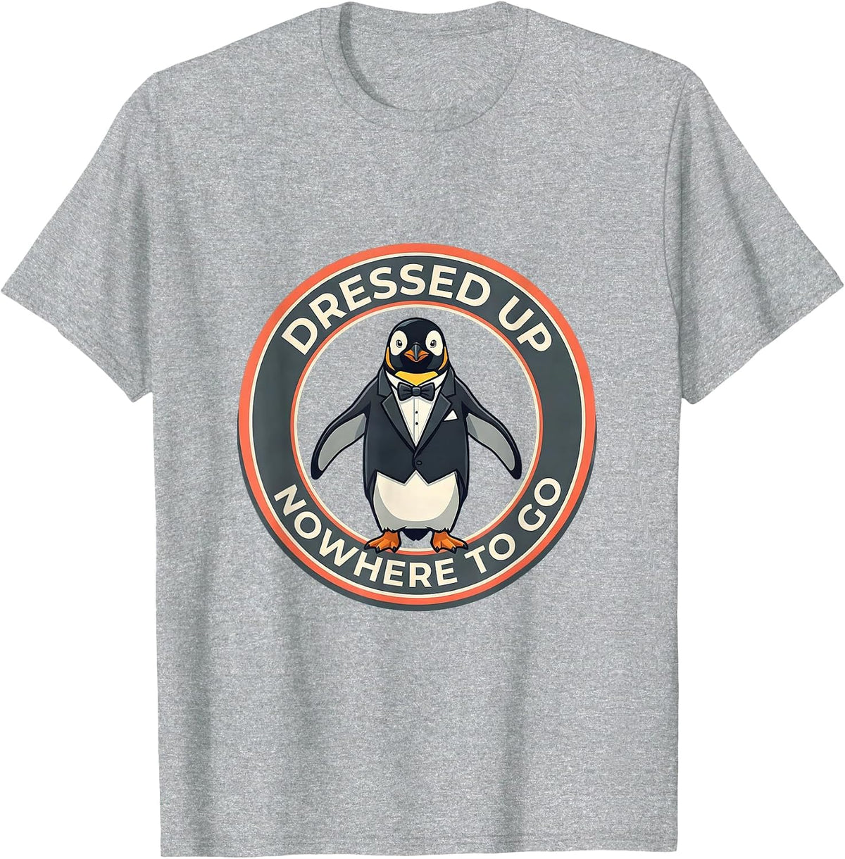 Men's Dressed Up Nowhere To Go Tuxedo Humor Design T-Shirt - Heather Grey