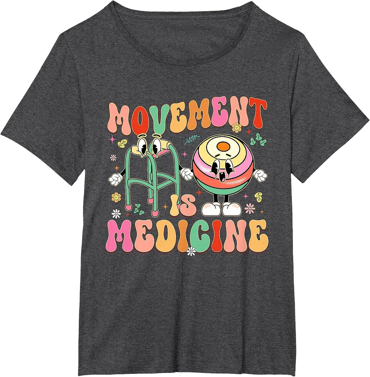 Movement is Medicine PT PTA Physical Therapy Month T-Shirt - Dark Heather Grey