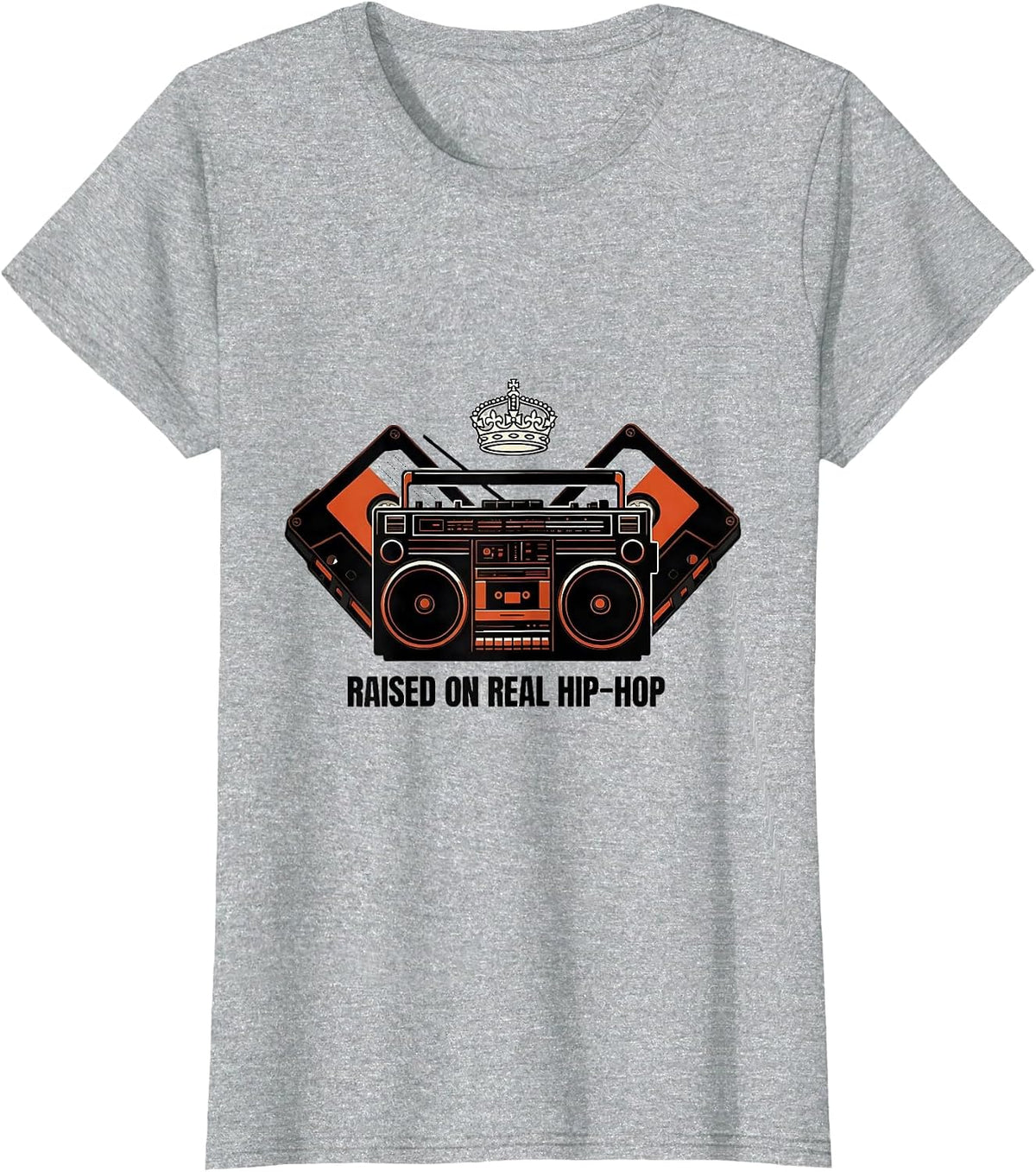 Raised On Real Hip-Hop Vintage Retro OG Rap Music Lover T-Shirt - Heather Grey