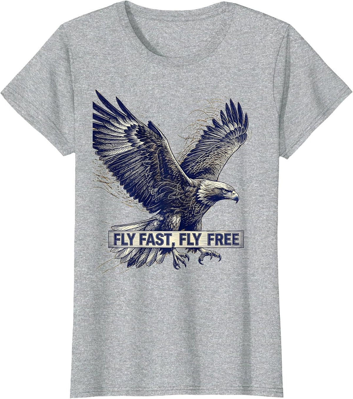 Godspeed Fly Fast Fly Free Aviation Design T-Shirt - Heather Grey
