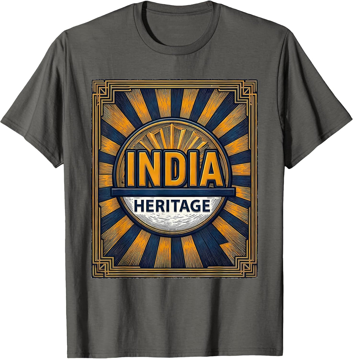 INDIA HERITAGE Bold Vintage National Pride Heritage T-Shirt - Asphalt Grey