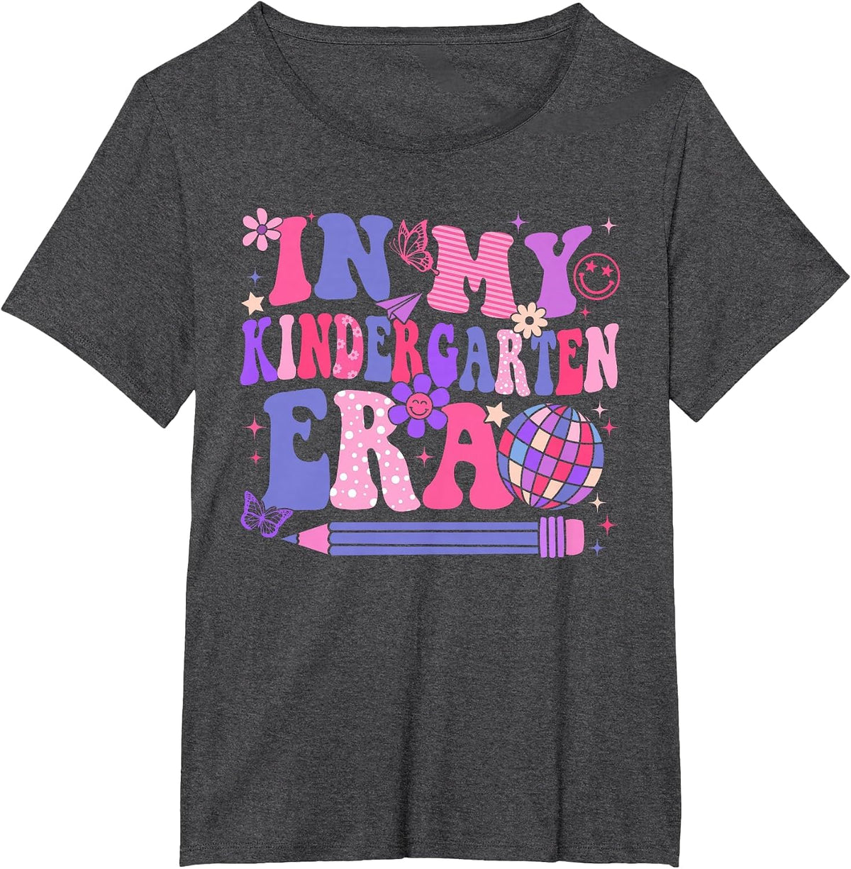 in My Kindergarten Era Back to School Teacher Women Girl T-Shirt - Dark Heather Grey