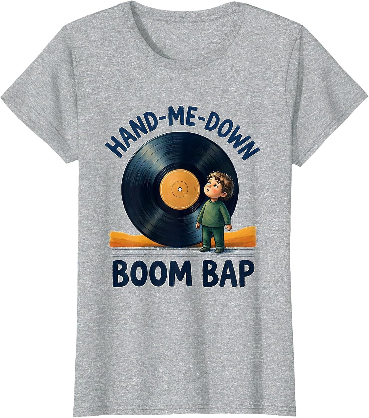 Hand-Me-Down Boom Bap Retro Old School Hip Hop 80s 90s T-Shirt - Heather Grey