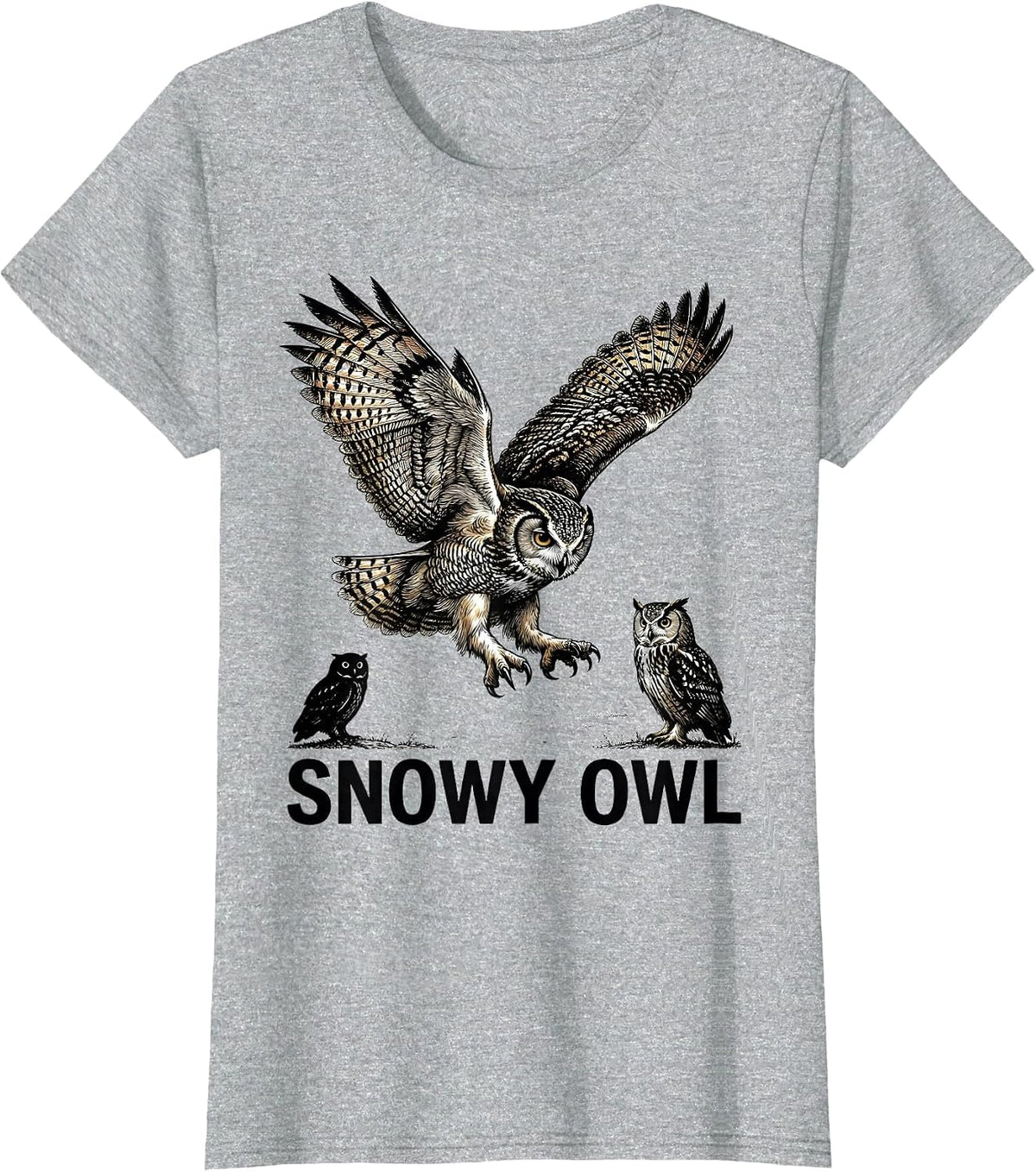 Snowy Owl Naturalistic Wildlife Bird Lover Retro Humor T-Shirt - Heather Grey