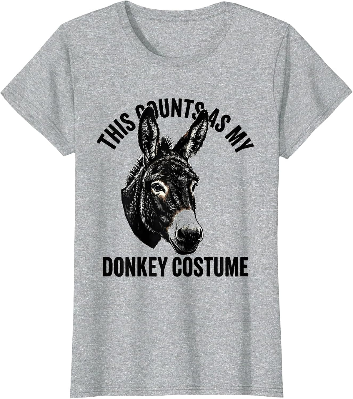 Women's This Counts As My Donkey Costume Funny Halloween Animal Face T-Shirt - Heather Grey