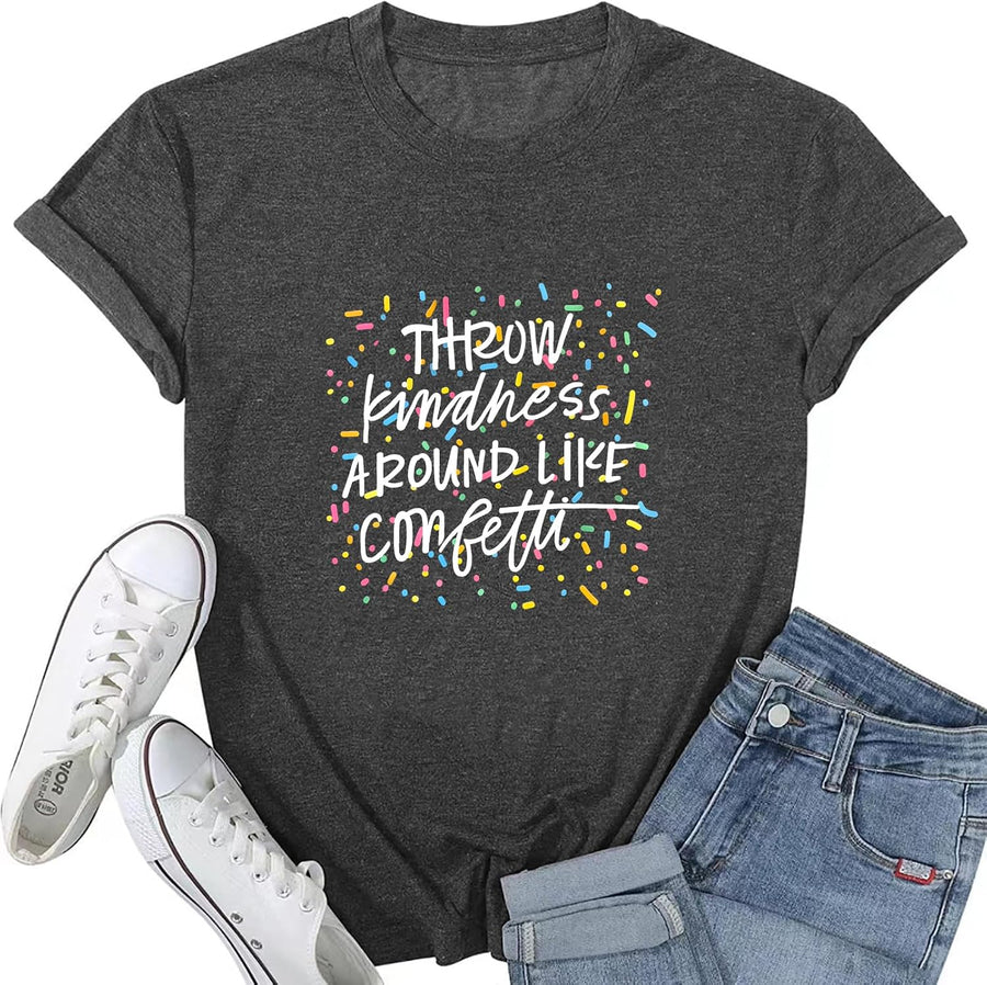 Teacher Shirts for Women Cute Kindergarten Graphic Tees Inspirational Letter Shirt Casual Short Sleeve Tops - Grey