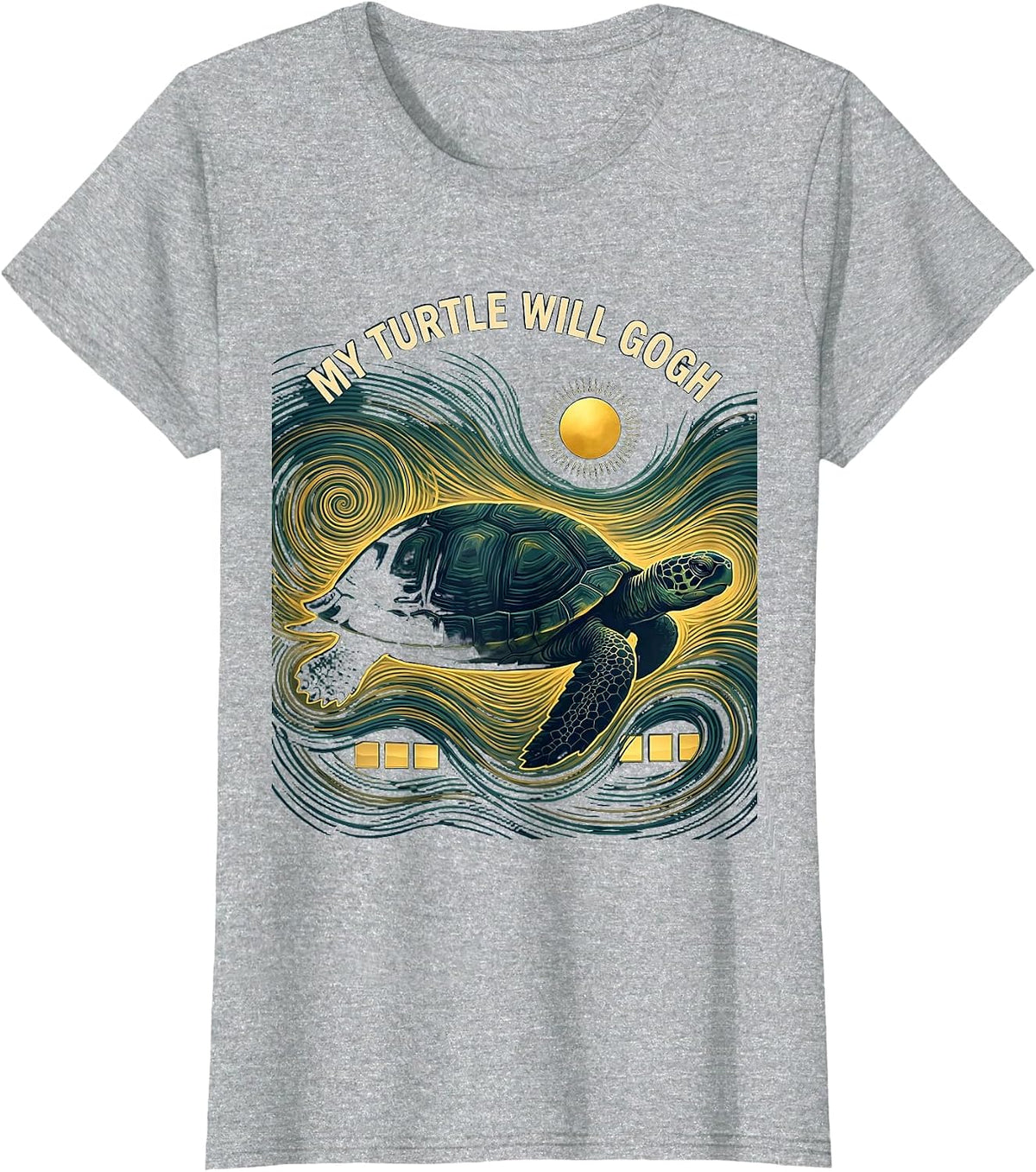 My Turtle Will Gogh Whimsical Art Meme Animal Lover Gift T-Shirt - Heather Grey
