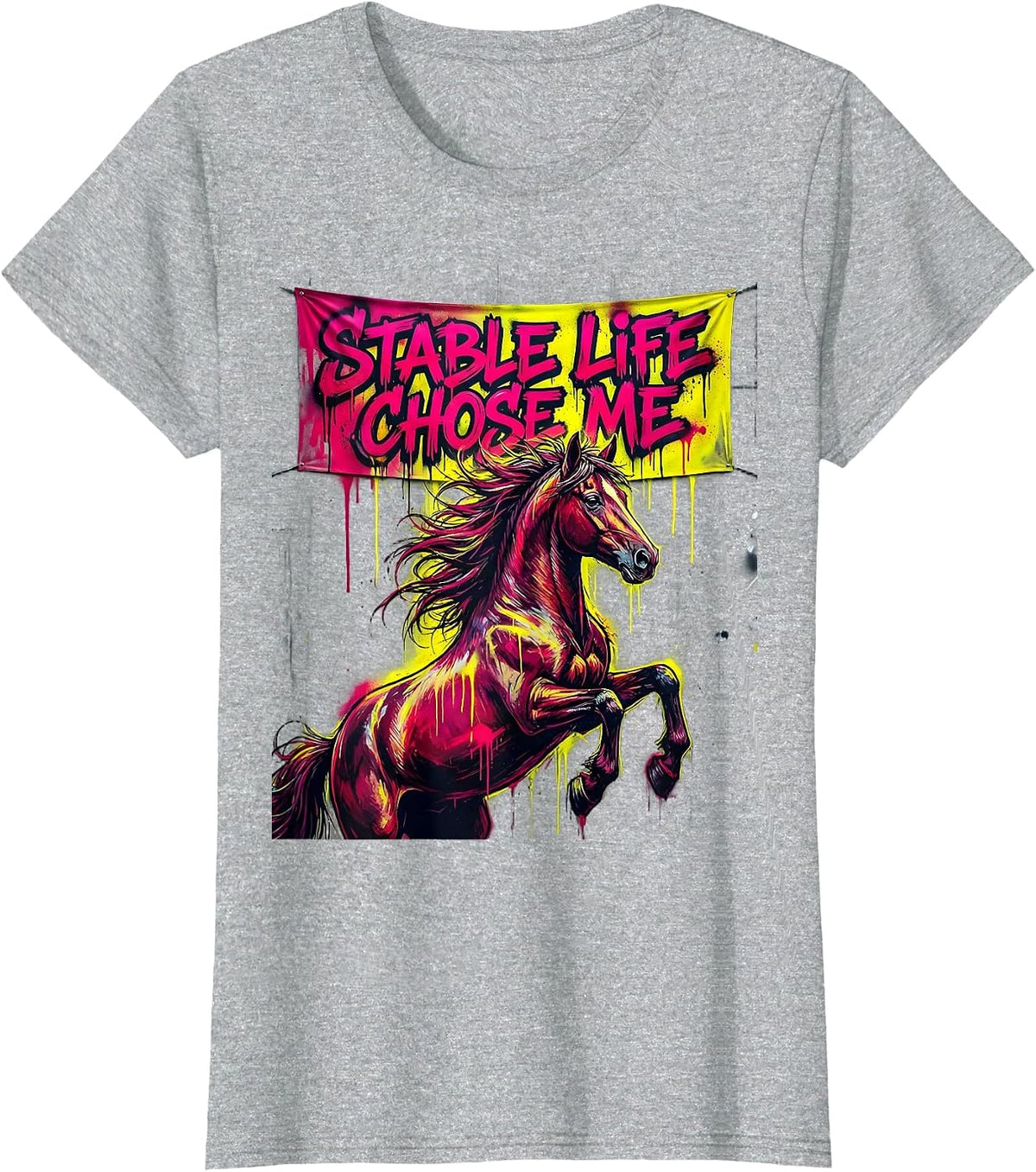 Women's Stable Life Chose Me Horse Lover Design T-Shirt - Heather Grey