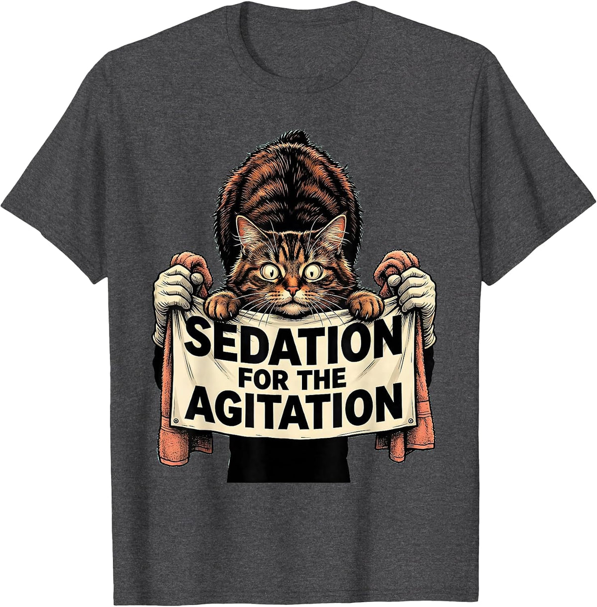Sedation For The Agitation Funny Vet Tech Veterinary Clinic T-Shirt - Dark Heather Grey