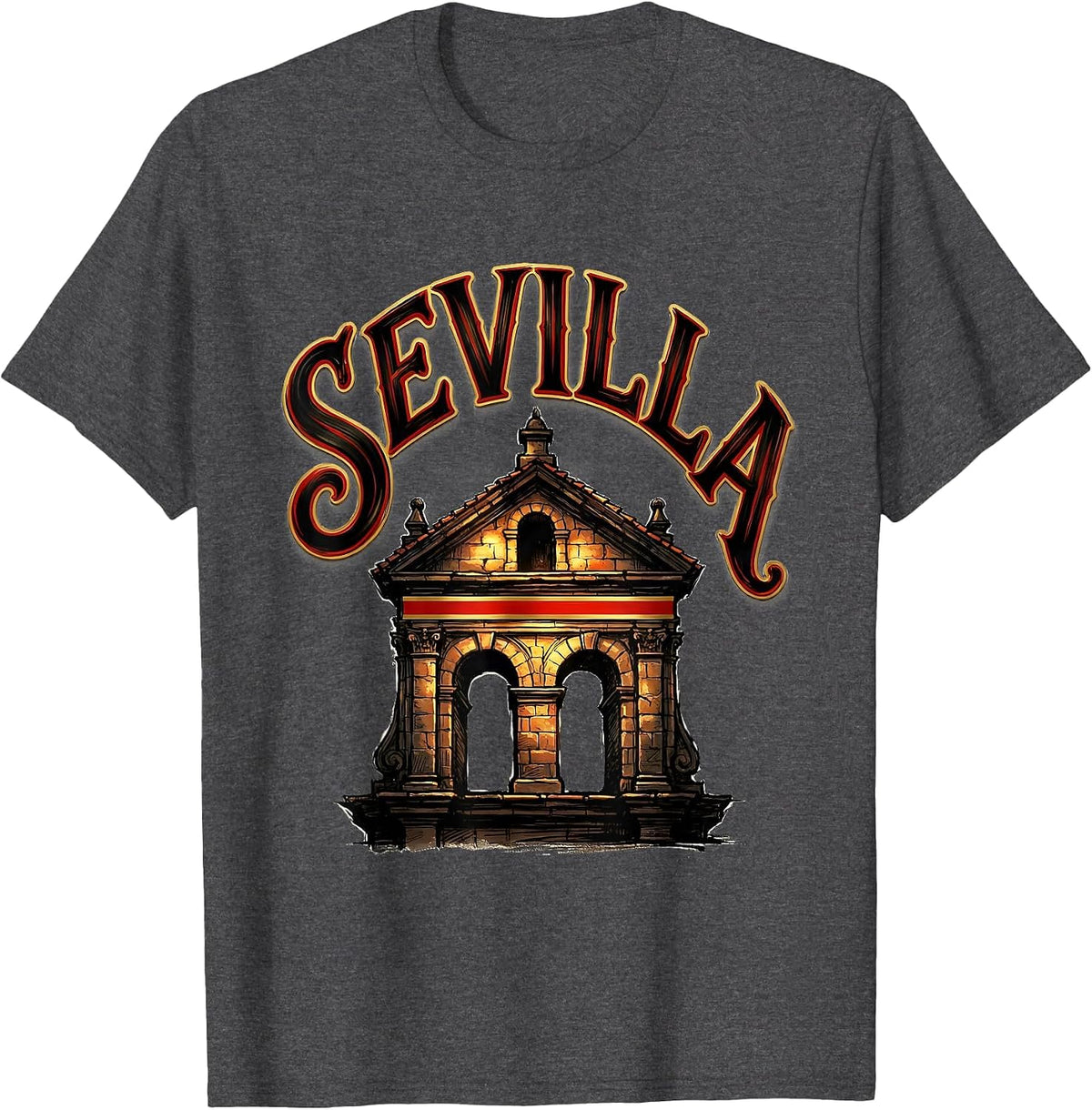 SEVILLA Spain Flag Heritage Pride Spanish Roots Souvenir T-Shirt - Dark Heather Grey