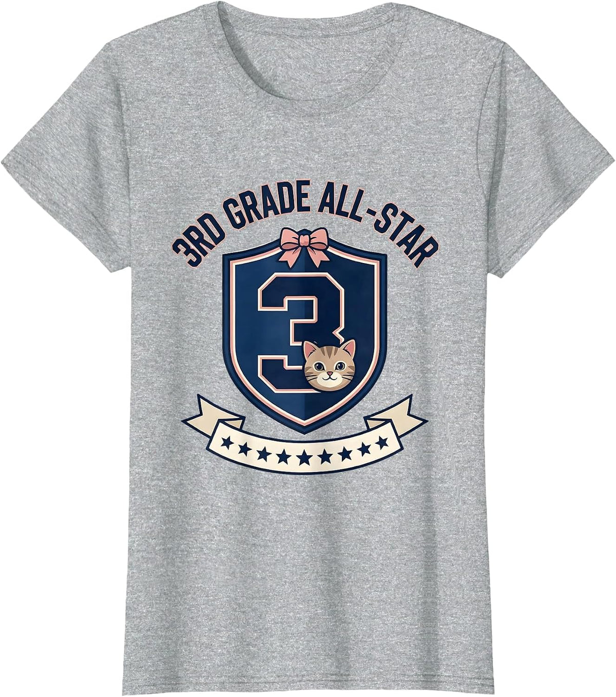 Women's 3rd Grade All-Star Cute Kitten Girls Back to School T-Shirt - Heather Grey