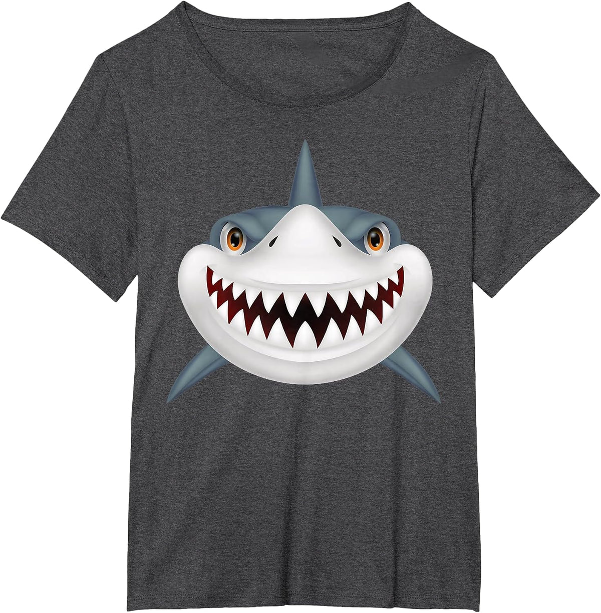 Shark Front Face with Devil Smile for Halloween Costume T-Shirt - Dark Heather Grey