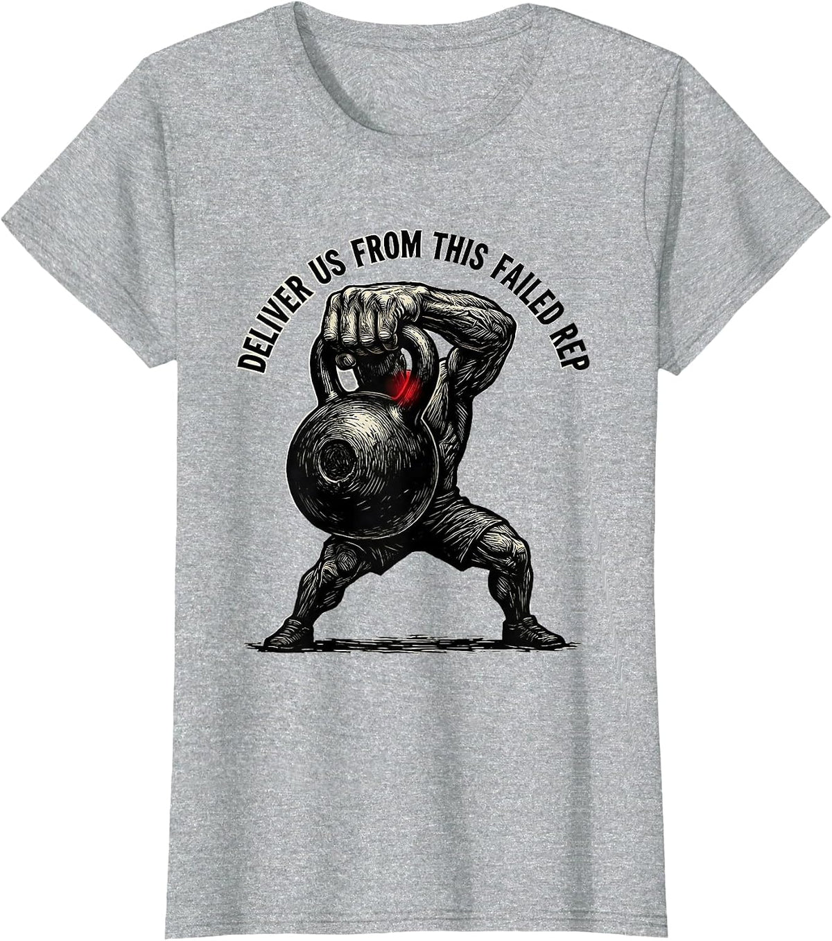 Women's Deliver Us From This Failed Rep Christian Gym Weightlifting T-Shirt - Heather Grey