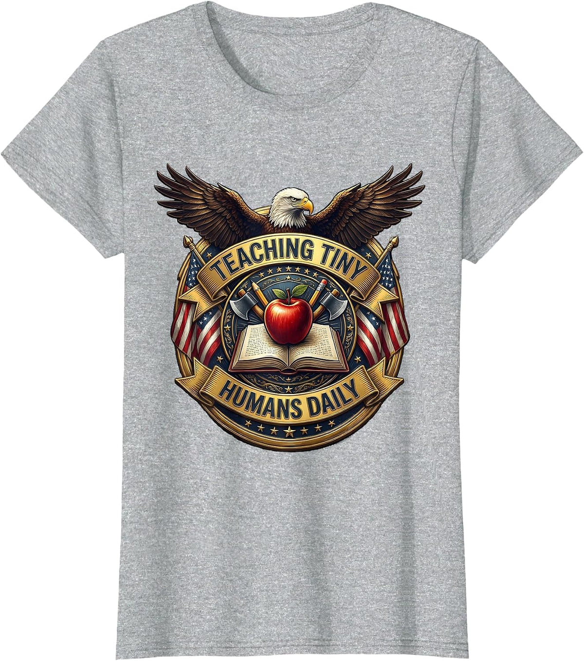 Teaching Tiny Humans Daily Elementary Teacher T-Shirt - Heather Grey