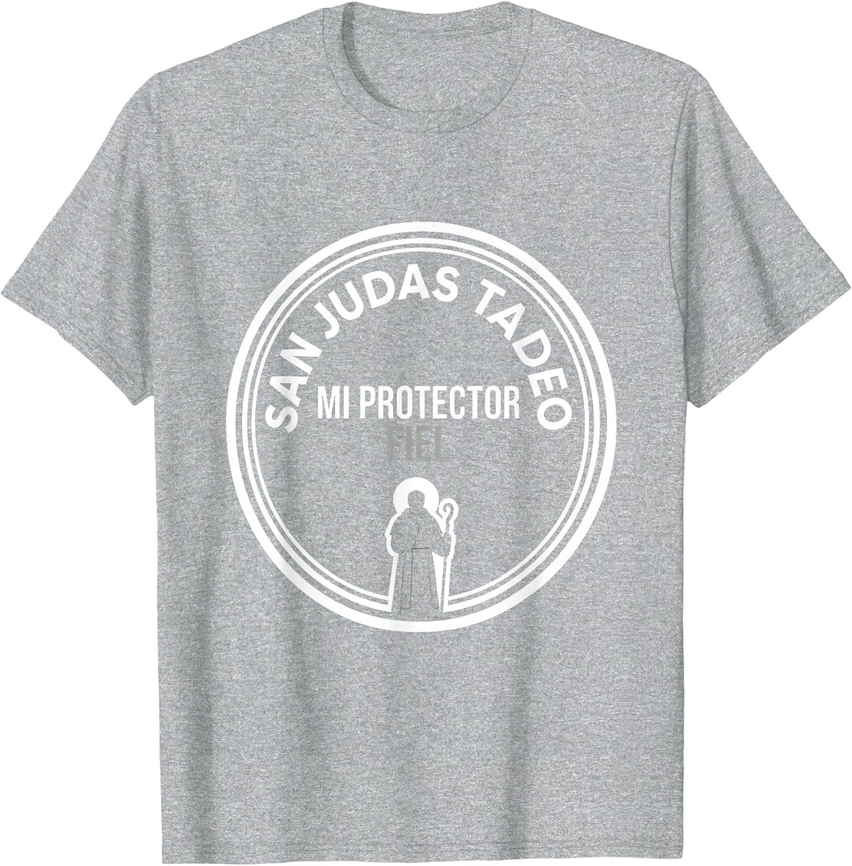 Men's San Judas Tadeo Mi Protector Fiel Religious Spanish T-Shirt - Heather Grey