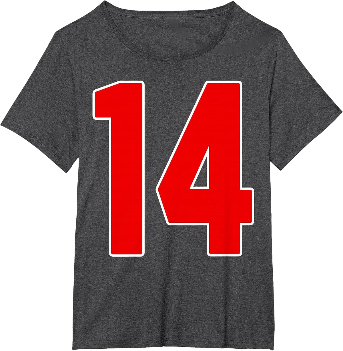 Red Number 14 Jersey Big #14 Uniform Favorite Player T-Shirt - Dark Heather Grey