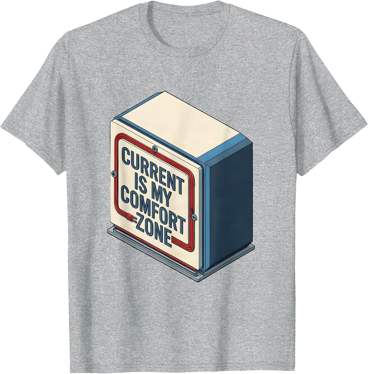 Men's Current Is My Comfort Zone Funny Electrician Skeleton Humor T-Shirt - Heather Grey