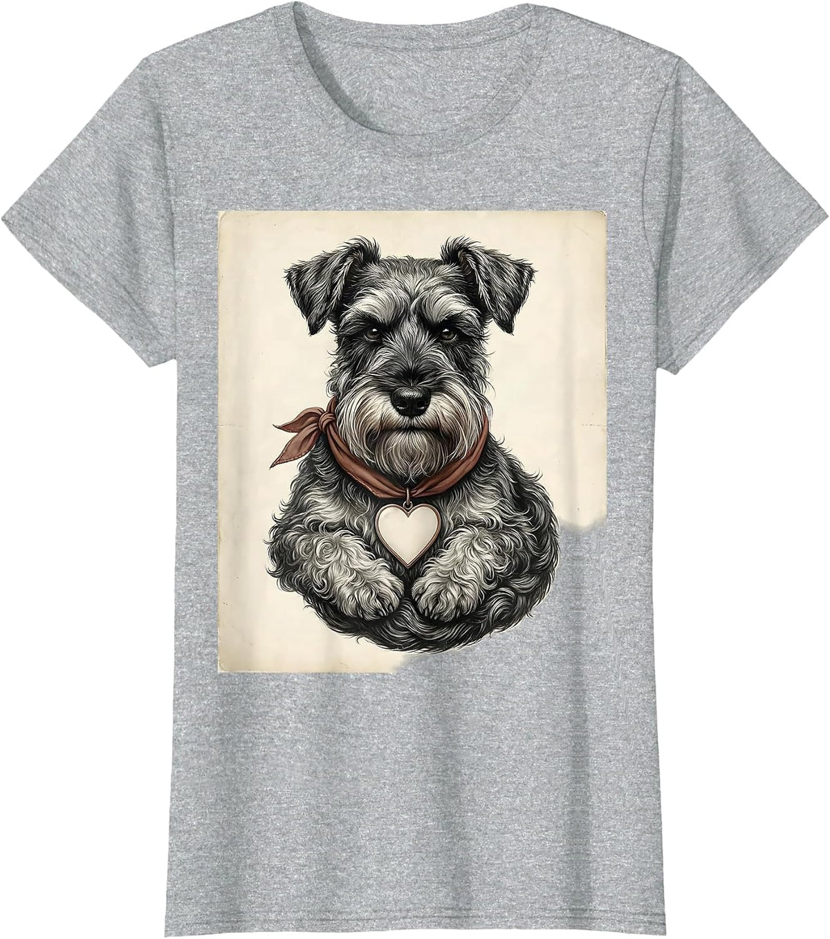 Women's Miniature Schnauzer Vintage Dog Lover Gift T-Shirt - Heather Grey