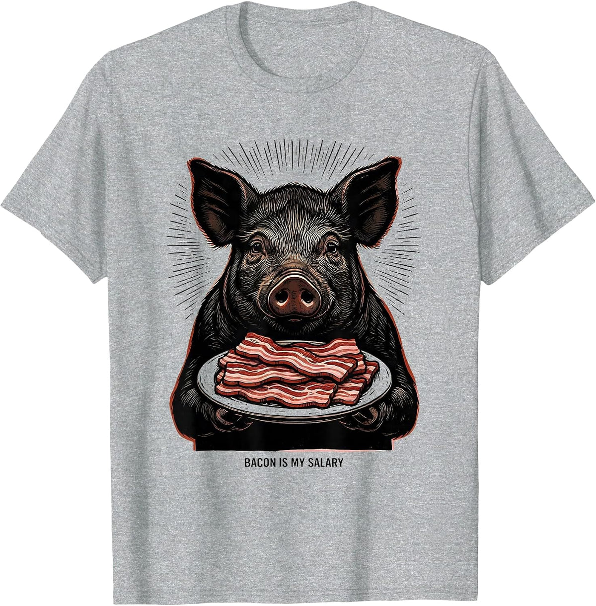 Men's Bacon Is My Salary Funny Bacon Lover Foodie Humor T-Shirt - Heather Grey