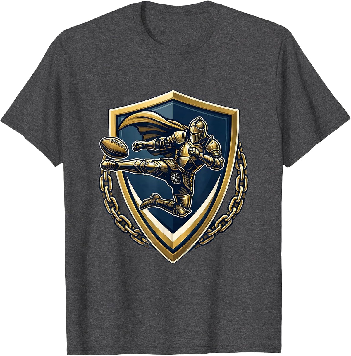 Knight in Armor Drop Kick Rugby Graphic T-Shirt - Dark Heather Grey