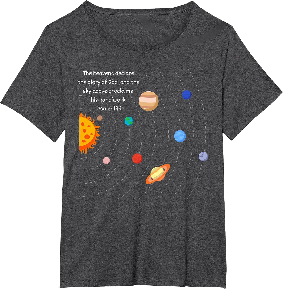 Astronaut Space Planets Solar System Christian Faith Jesus T-Shirt - Dark Heather Grey