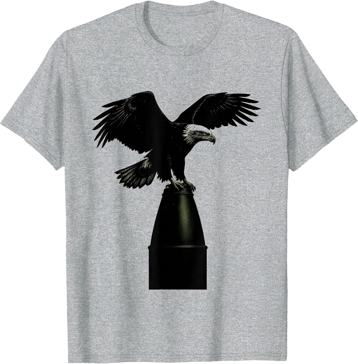 Men's Bald Eagle on Artillery Shell Military Graphic T-Shirt - Heather Grey