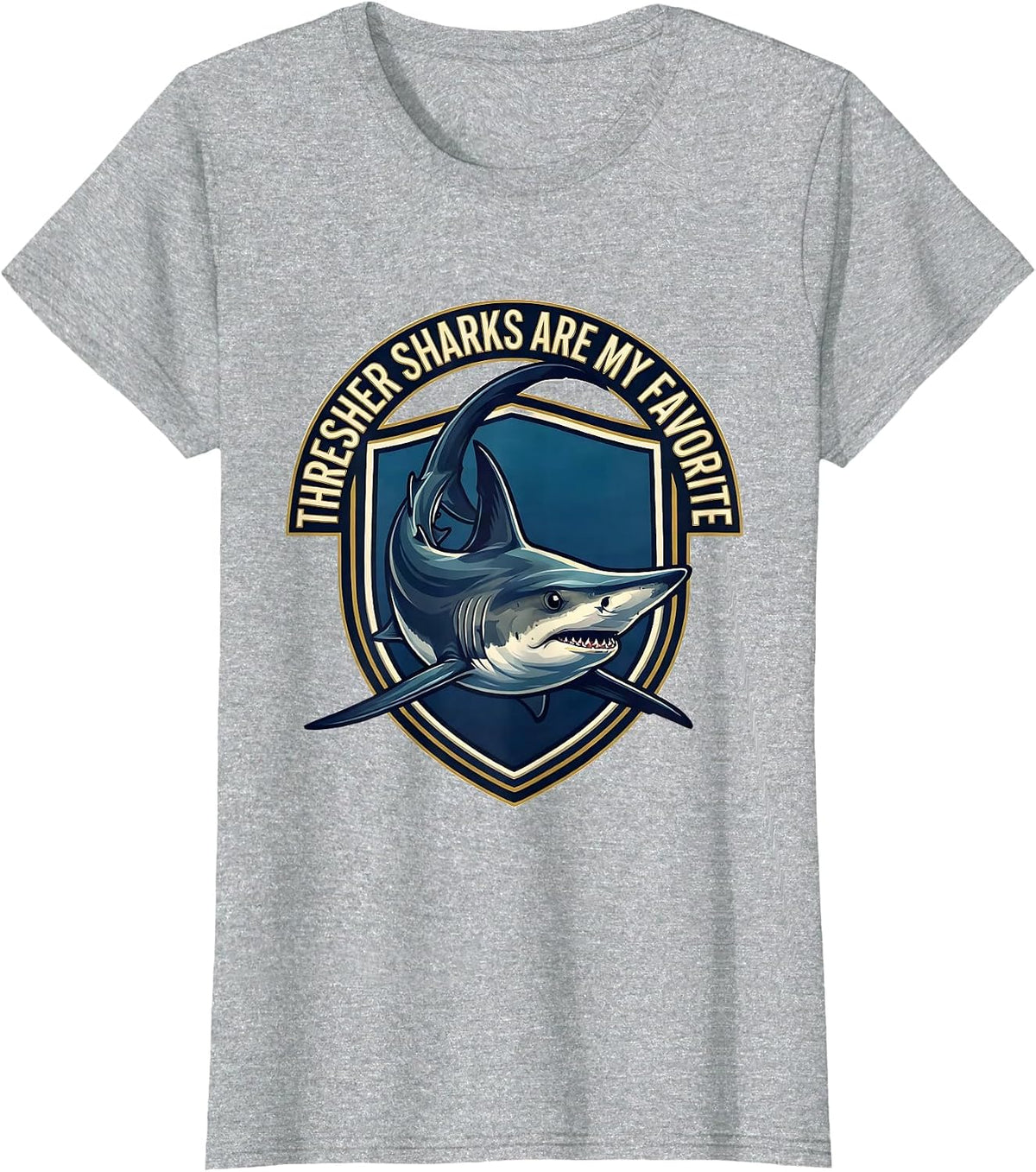 Women's Thresher Sharks Are My Favorite Funny Ocean Wildlife Lover T-Shirt - Heather Grey