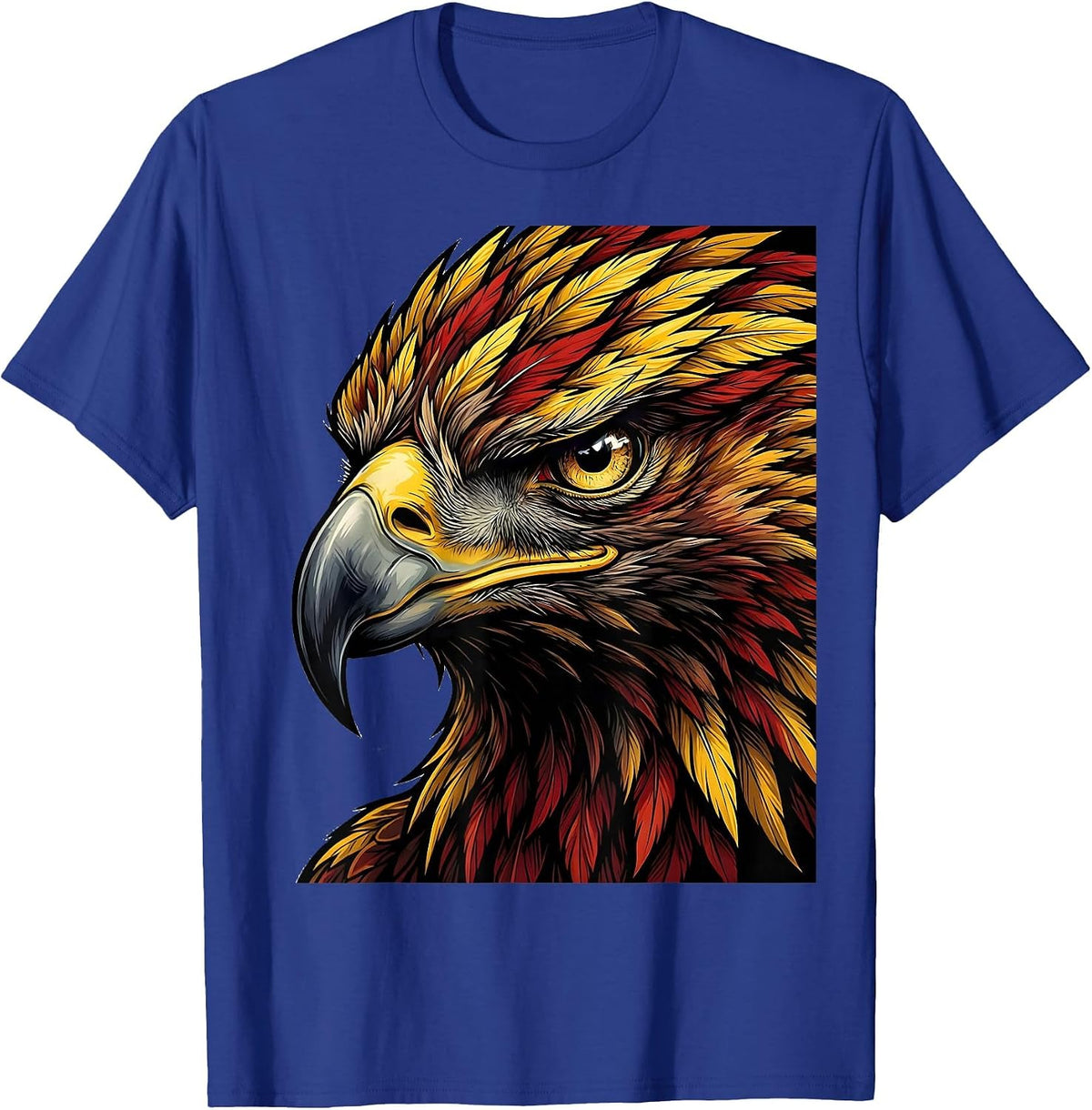 Men's Eagle Head Portrait Fierce Eye Graphic Design T-Shirt - Royal Blue