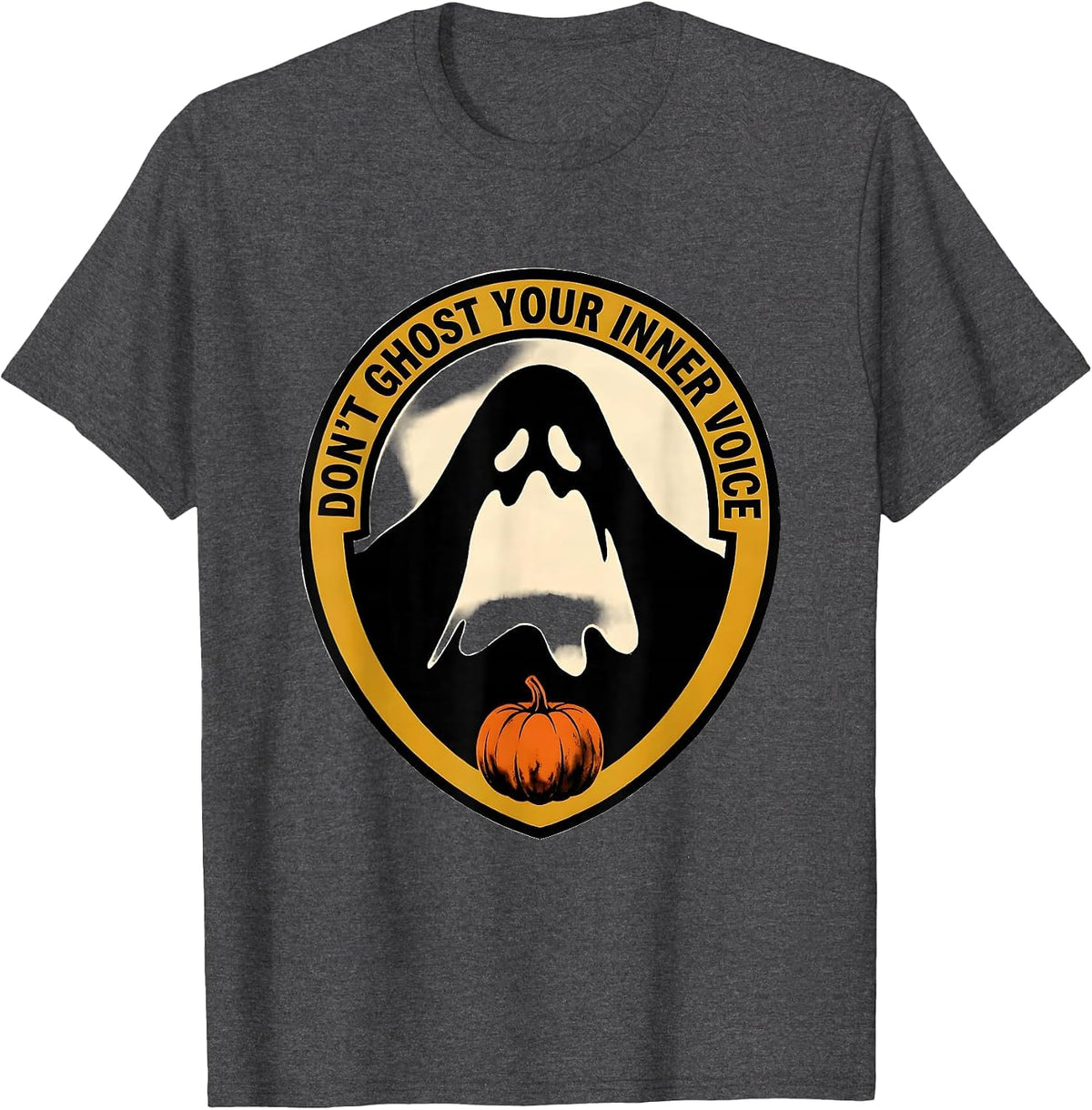 Men's Don't Ghost Your Inner Voice Lighthearted Mental Health T-Shirt - Dark Heather Grey