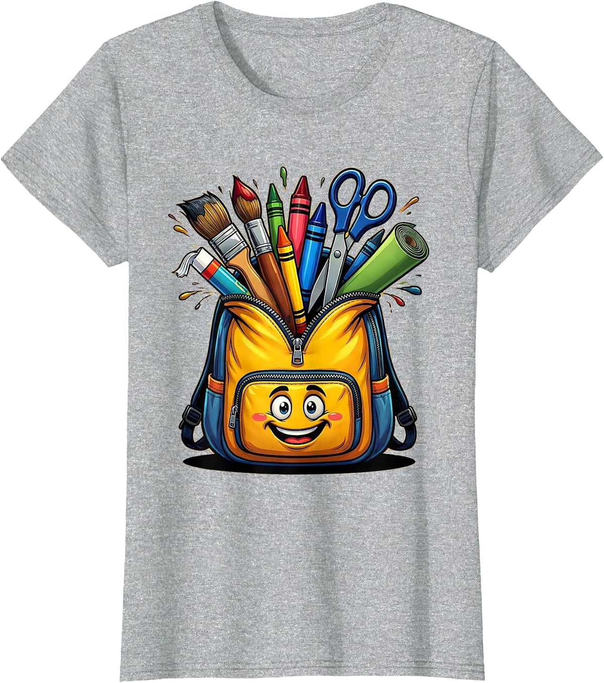 Preschool Teacher Art Supply Backpack Graphic T-Shirt - Heather Grey