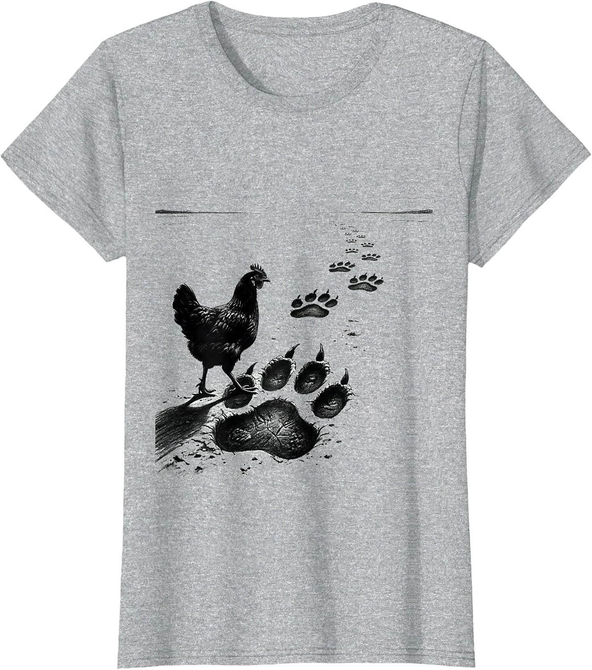Chicken Footprints Funny Chicken Lover Novelty Gift T-Shirt - Heather Grey