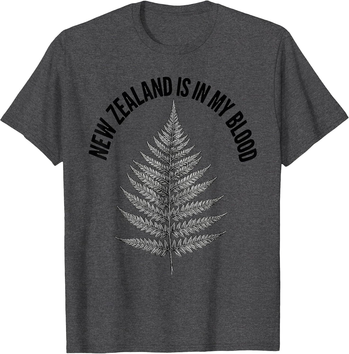 Men's New Zealand Is In My Blood National Pride Rugby Fan Kiwi T-Shirt - Dark Heather Grey