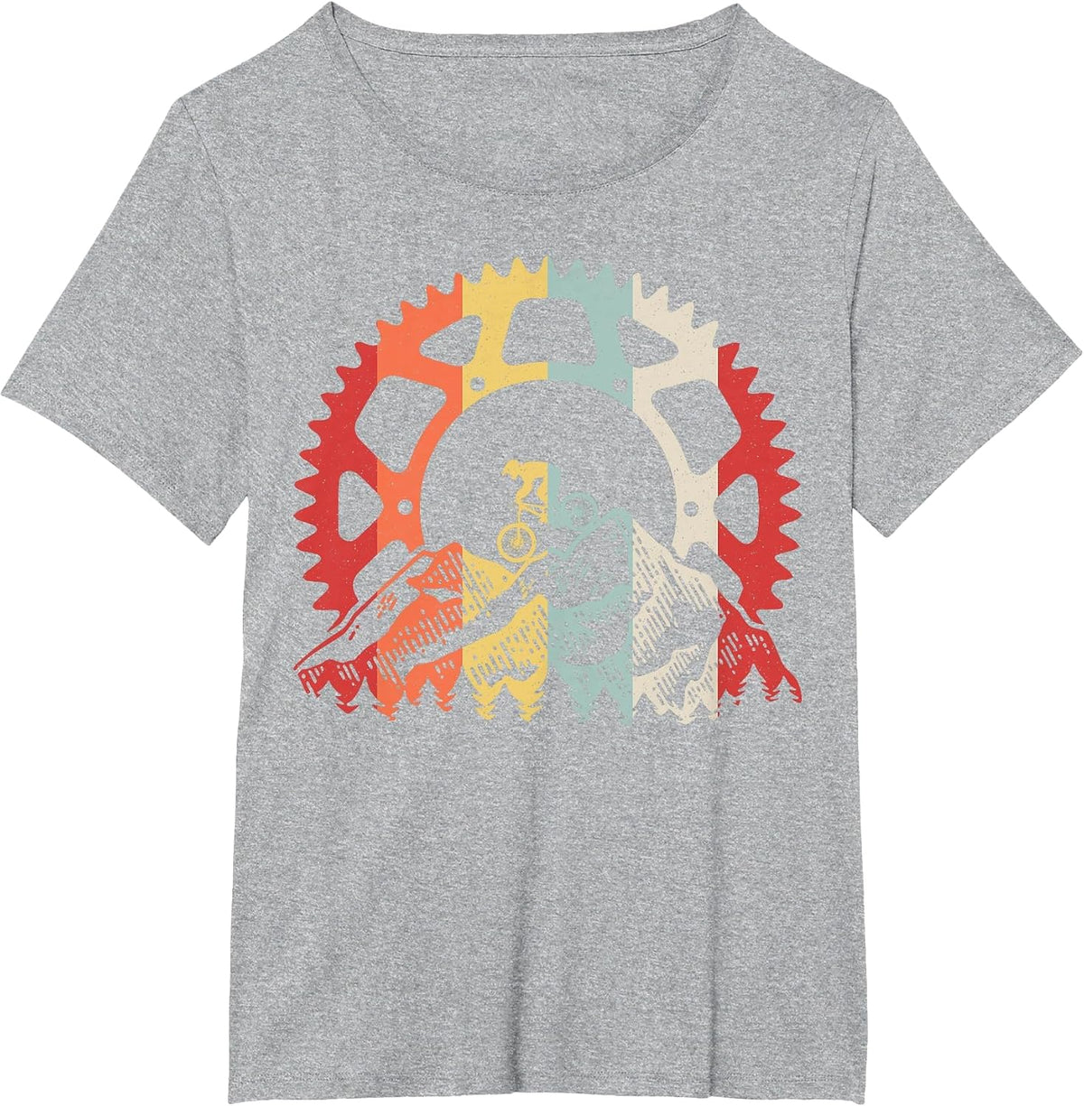 Mountain Biking Gear Retro Vintage MTB Bicycle Bike Rider T-Shirt - Heather Grey