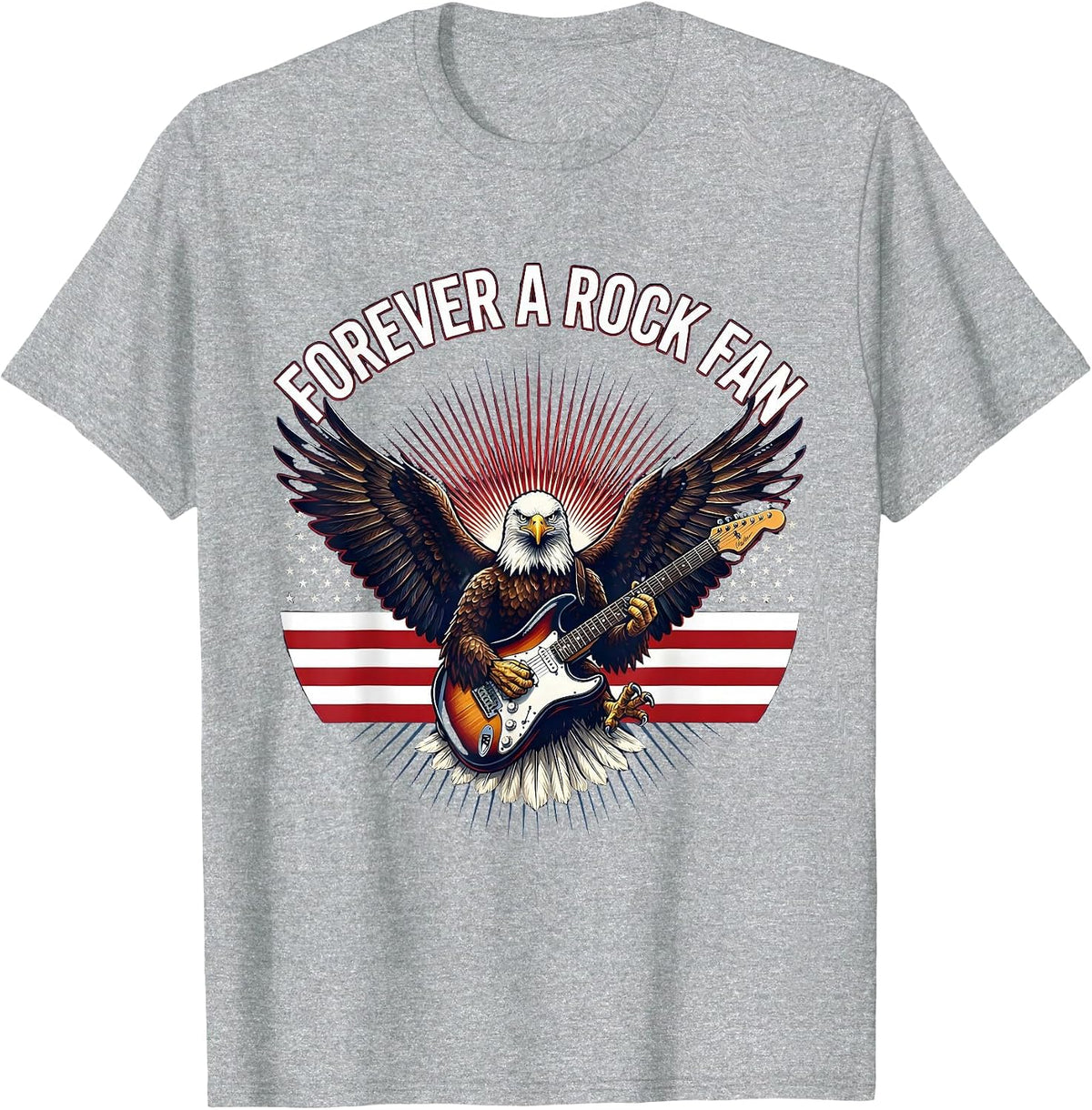 Men's Forever a Rock Fan Bold Music Lover Design T-Shirt - Heather Grey