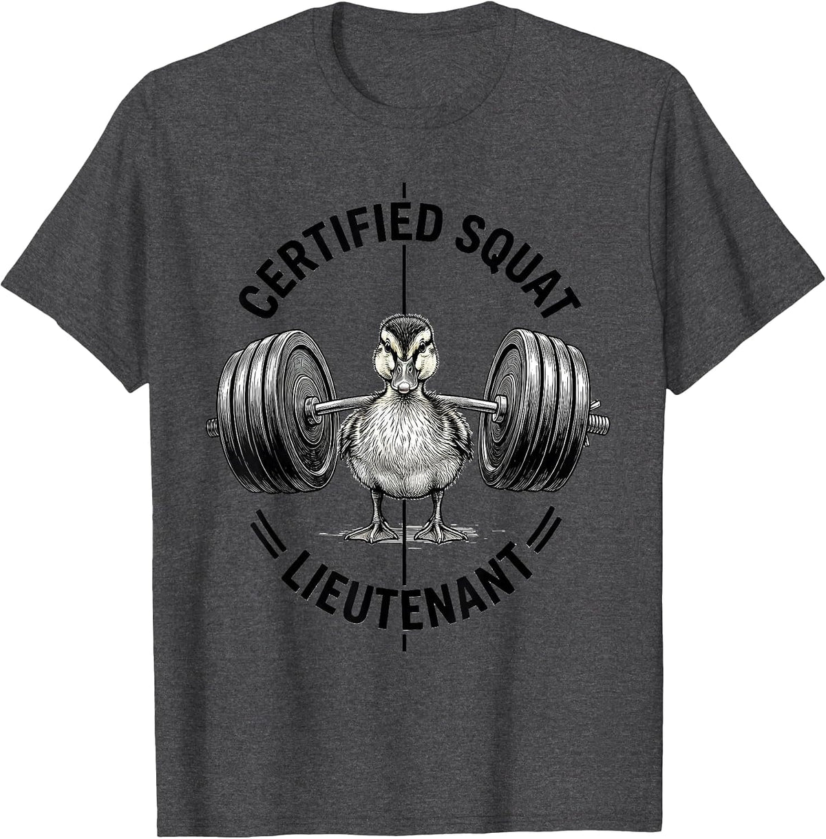 Men's Certified Squat Lieutenant Funny Animal Weightlifting Gym T-Shirt - Dark Heather Grey