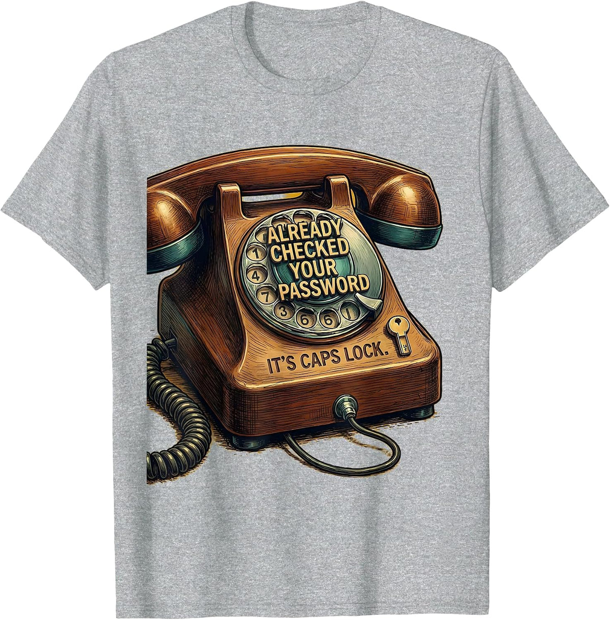 Men's Already Checked Your Password. It's Caps Lock Funny IT Tech T-Shirt - Heather Grey