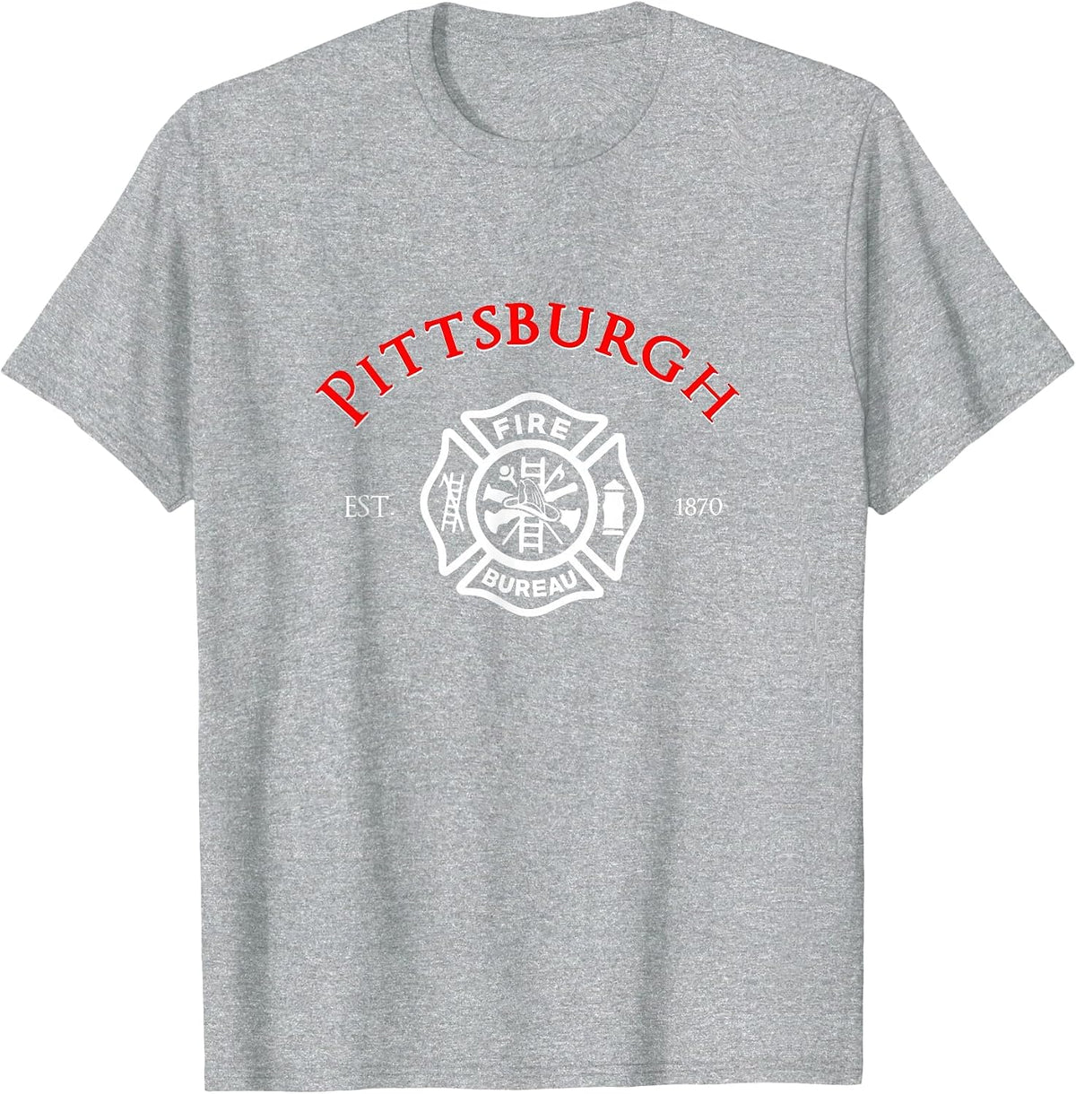 Pittsburgh Fire Bureau Pennsylvania Fireman Rescue Red Line T-Shirt - Heather Grey