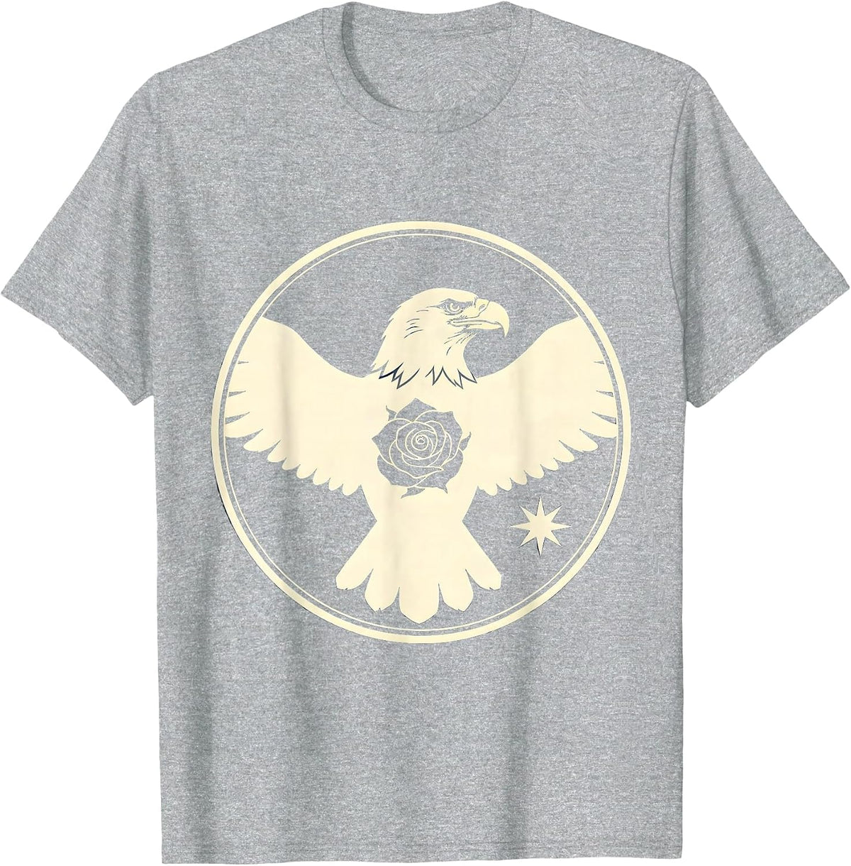Men's Bald Eagle Bulgarian Rosebud Winter Star Heritage Christmas T-Shirt - Heather Grey