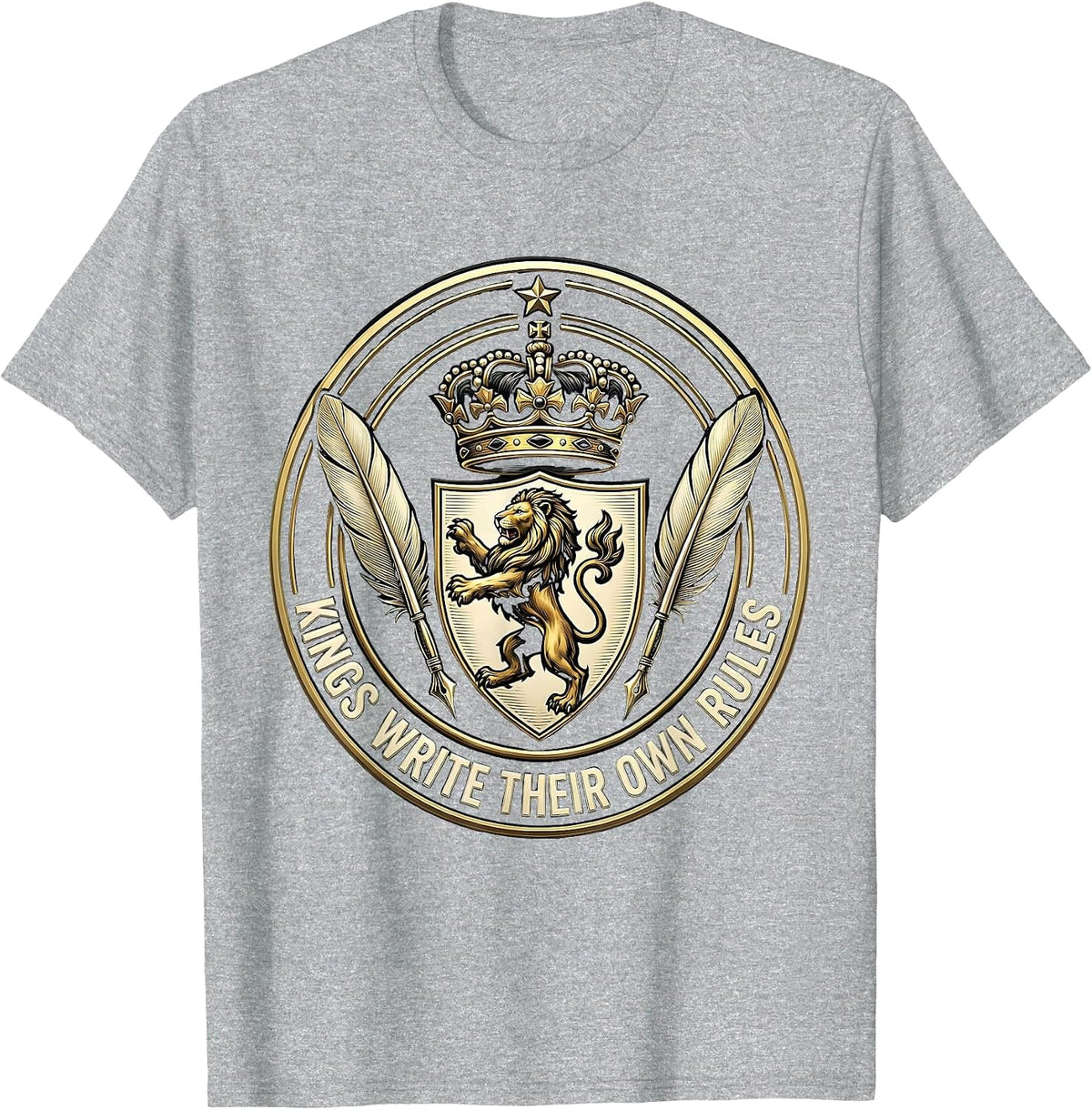Men's Kings Write Their Own Rules Freedom Design T-Shirt - Heather Grey