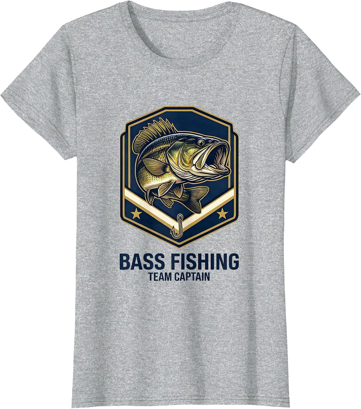 Women's Bass Fishing Team Captain Funny Fishing Humor T-Shirt - Heather Grey