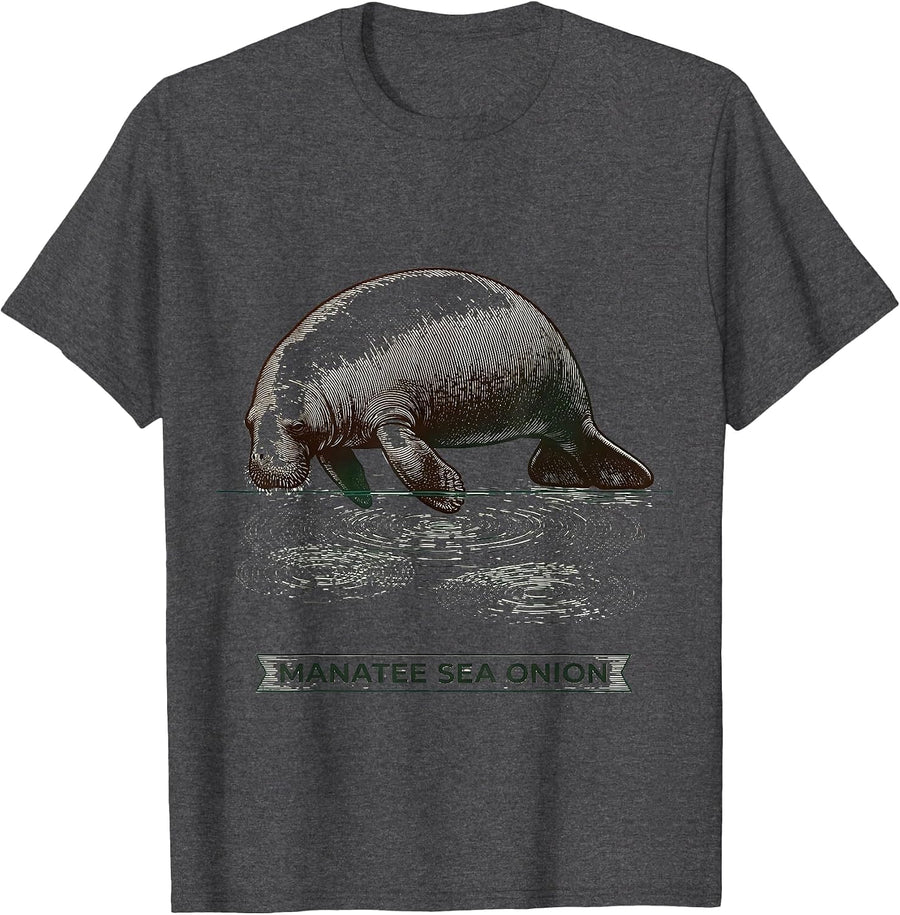 Men's Manatee Sea Onion Funny Manatee Lover Sea Animal Humor T-Shirt - Dark Heather Grey