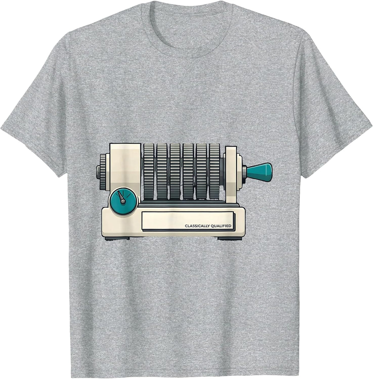Men's Classically Qualified Retro Mechanical Analog Calculator T-Shirt - Heather Grey