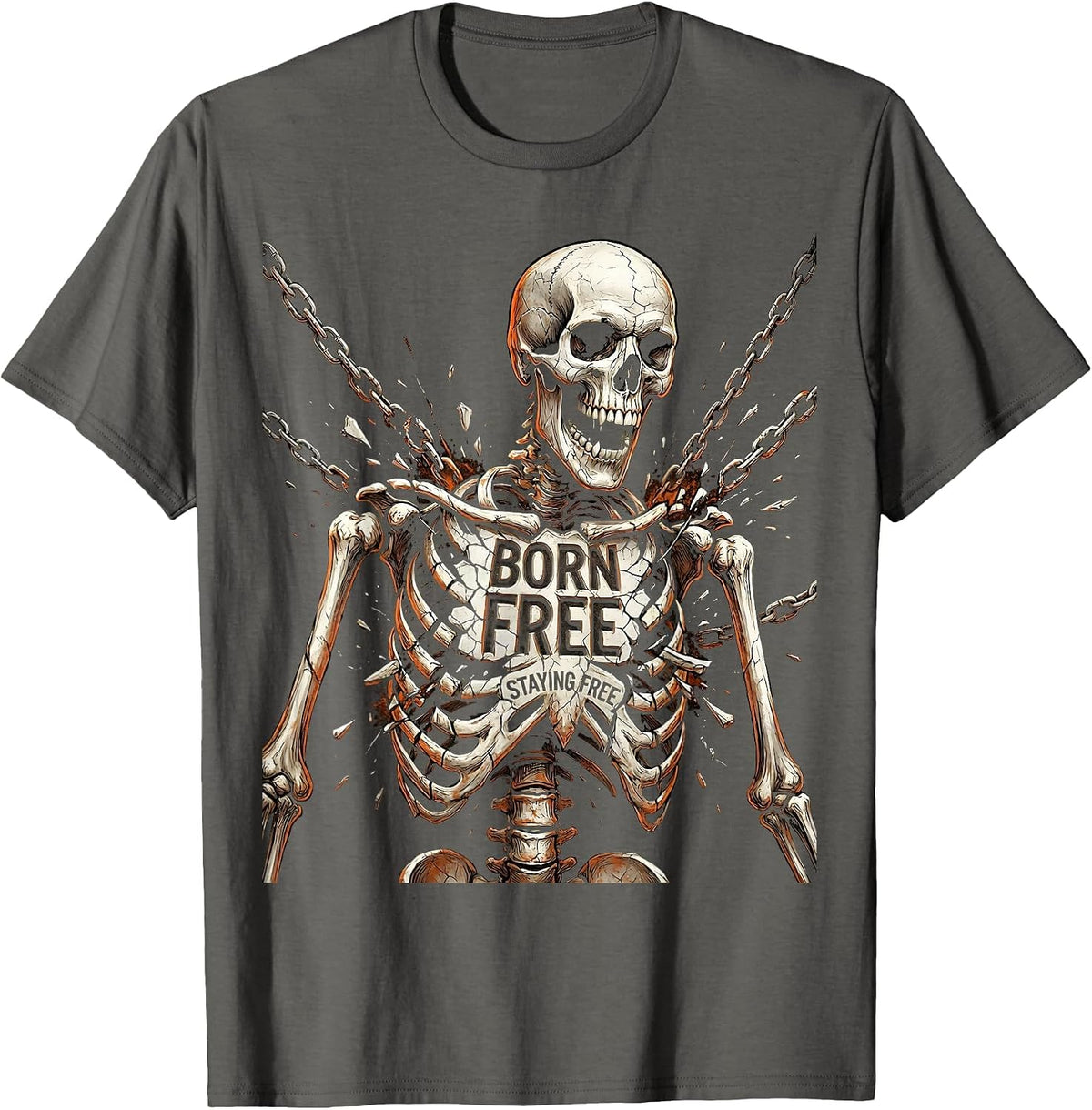 Born Free Staying Free Freedom Graphic Design T-Shirt - Asphalt Grey