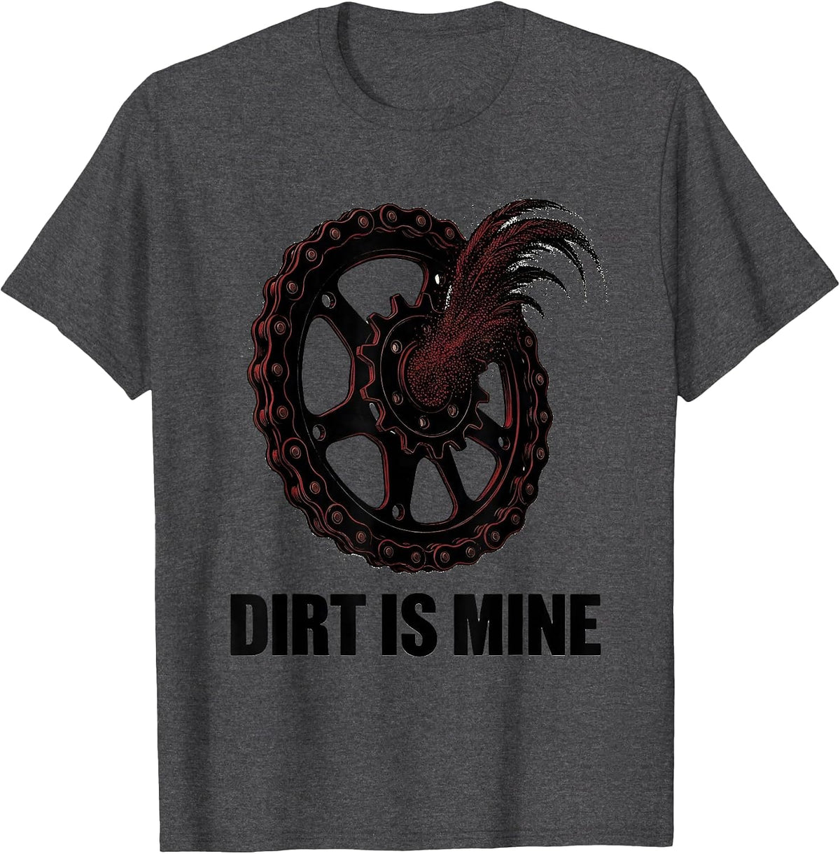 Dirt Is Mine Retro Dirt Bike Motocross Biker T-Shirt - Dark Heather Grey