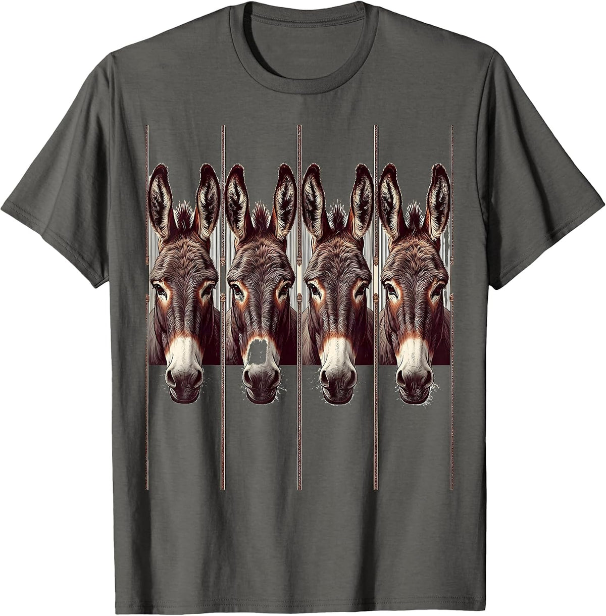 Donkey Photobooth Funny Farm Animal Portrait T-Shirt - Asphalt Grey