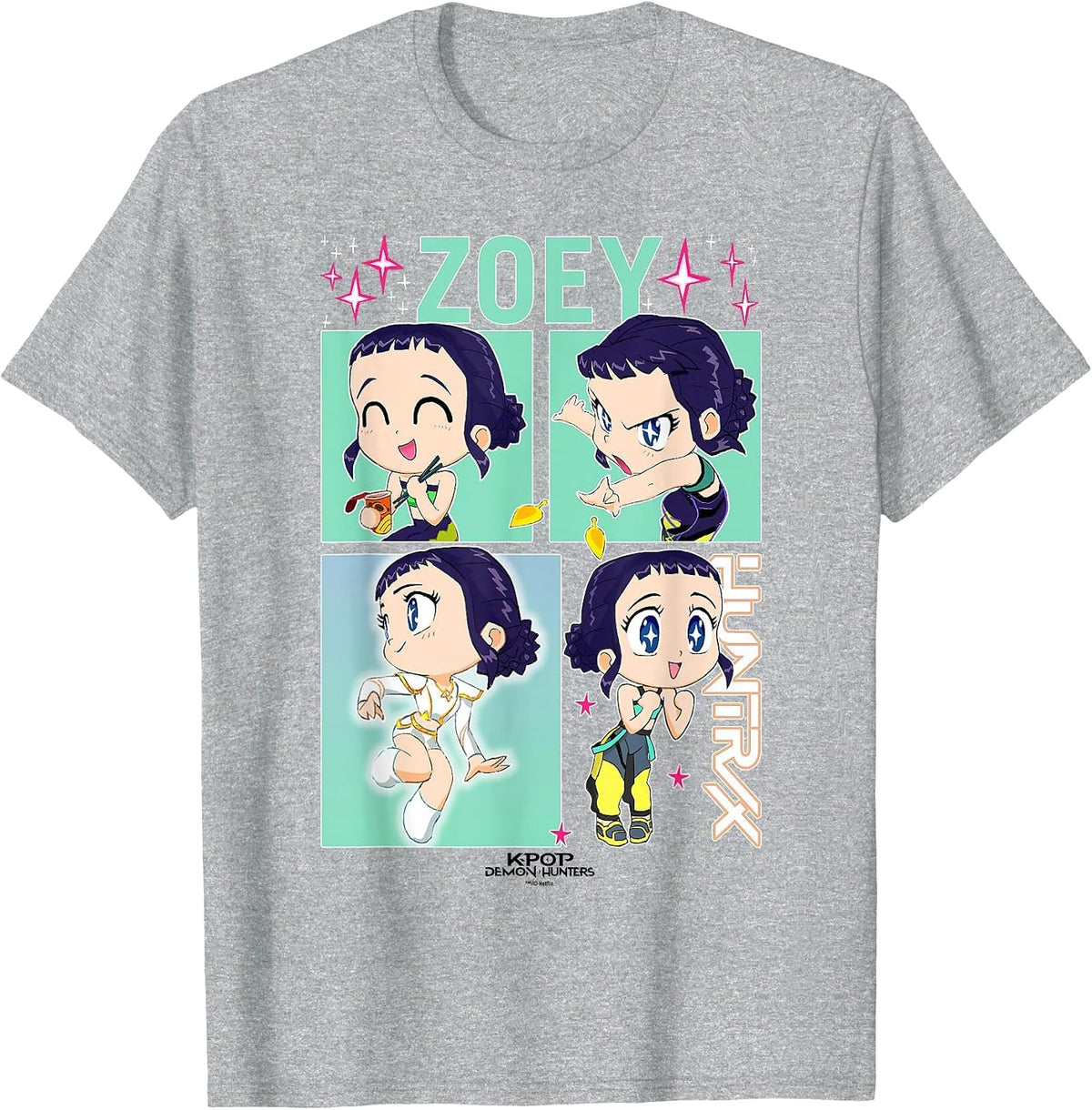 Kpop Demon Hunters Zoey HUNTR/X Officially Licensed T-Shirt - Heather Grey