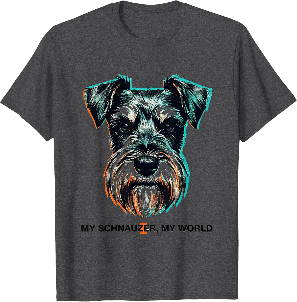 Men's My Schnauzer, My World Funny Miniature Schnauzer Lover Gift T-Shirt - Dark Heather Grey