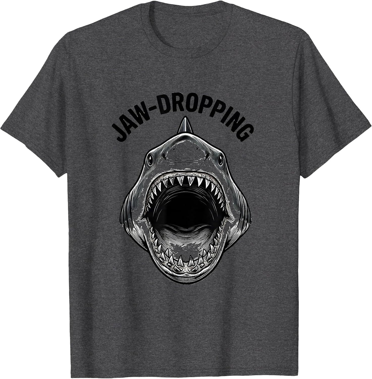 Men's Jaw-Dropping Funny Shark Jaw Halloween Costume T-Shirt - Dark Heather Grey