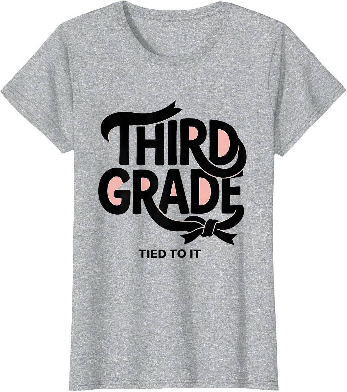 Women's Third Grade Tied To It Cute Coquette Bow Back to School T-Shirt - Heather Grey